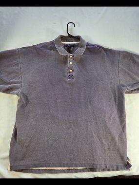 Abercrombie Big Shirt Polo Mens L Gray Y2K Heavy Cotton Distressed